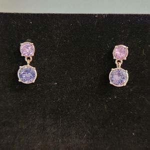 Pink and Purple Crystal Drop Earrings